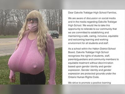 High school defends transgender teacher with large prosthetic breasts