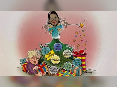 The kickback of her life: Priti Patel criticised over Rwanda deportations Christmas card, missing the point that she celebrate her personal rewards from the deal