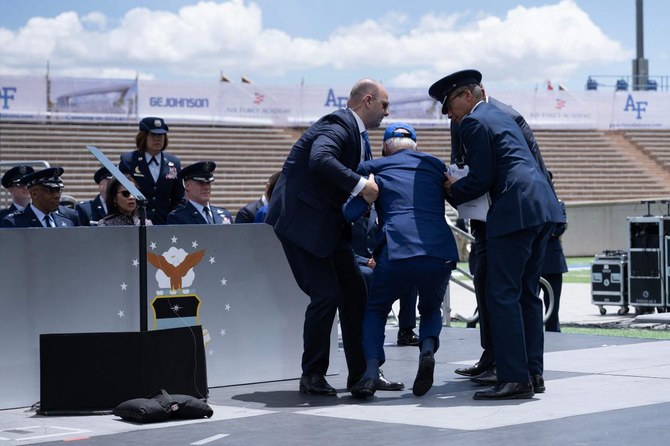 President Biden Takes a Tumble at Air Force Academy Commencement